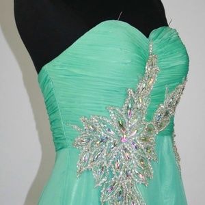 Strapless Formal Sweetheart Neck Rhinestones beaded Long Evening Gown prom dress